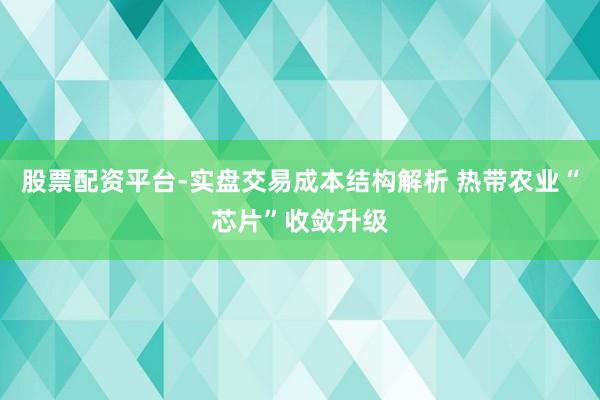 股票配资平台-实盘交易成本结构解析 热带农业“芯片”收敛升级